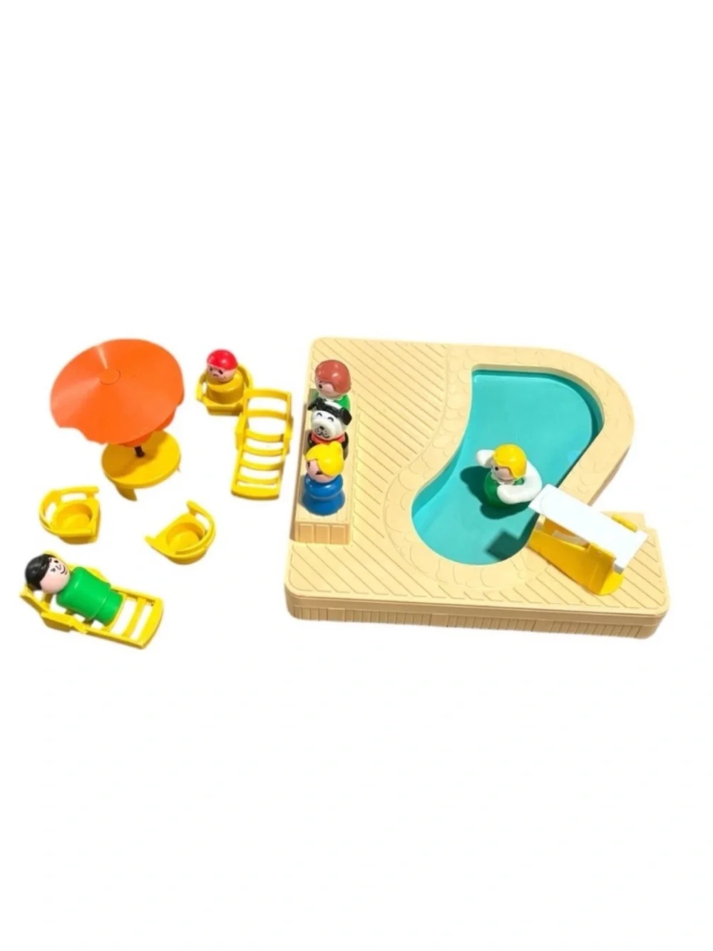 Vintage Fisher Price Little People Figures Pool Diving Board & More